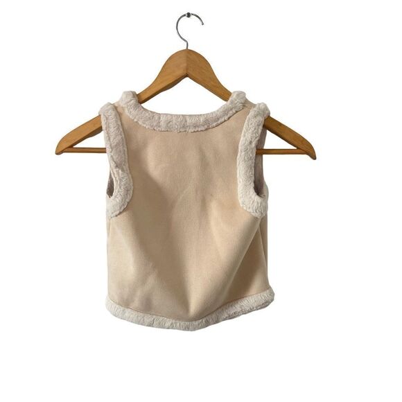 Haute Hippie Tan White Sherpa Vest Jacket 4T - Picture 2 of 6